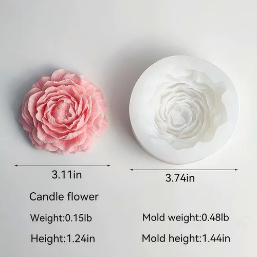 Miniatura 5 de 2 moldes de silicona para velas de flores de peonía y rosas para velas, jabón, resina y arcilla