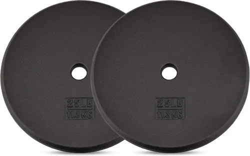 Miniatura 17 de Yes4All Standard Weight Plates, 1-Inch Cast Iron Barbell Weights, Wide Range 5–50 LB, Ideal for Strength Training & Workout Routine, Available in