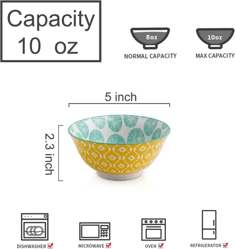 Miniatura 3 de Selamica, juego de 6 cuencos de porcelana para helado, cuencos pequeños, cuencos de cerámica para postres, helado, variedad