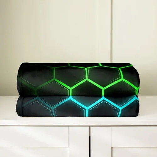 Miniatura 4 de Manta de panal de abeja, manta de cama hexagonal geométrica para niños, adolescentes, niñas, niños, decoración de sala de juegos, manta mullida