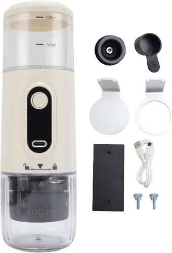 Miniatura 9 de Zunate Cafetera portátil, cafetera de viaje compatible con café molido y cápsulas para viajes, camping, senderismo, pesca, picnic y trabajo (blanco)