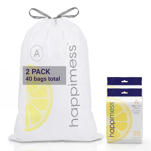 Miniatura 19 de happimess 8 Gallon (30L) Drawstring Trash Bags, Unscented, Clear, Heavy Duty LDPE Liners for Kitchen and Household, Custom Fit, 20 Count