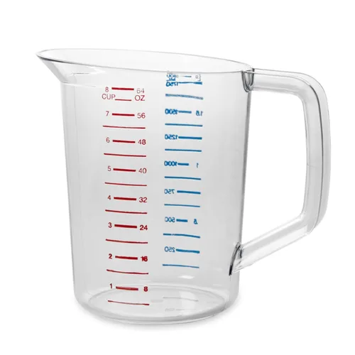Miniatura 4 de Rubbermaid Commercial Products Bouncer Taza Medidora Transparente 2 Tazas/0.5 Cuartos de Galón Transparente Resistente Grado Alimenticio Fácil