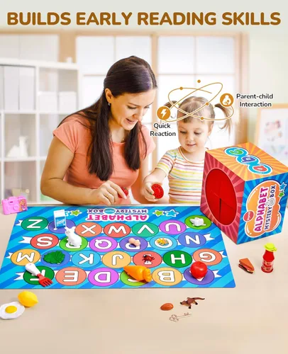 Miniatura 5 de JoyCat Caja Misterio del Alfabeto para Niños 52 PCS Juego de Clasificación y Emparejamiento de Letras Actividades Sonidos de Letras Juguetes