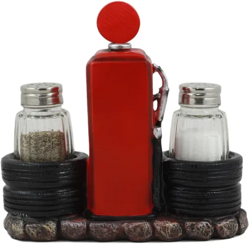 Miniatura 3 de Ebros Route 66 Old Fashioned Gas Pump Station Salt and Pepper Shakers Holder Figurine Cross Country Road Trip Lovers