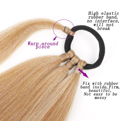 Miniatura 2 de Extensiones de cola de caballo, 2 piezas sintéticas con banda de pelo envolvente alrededor de las extensiones de cabello trenzadas, cola de moño