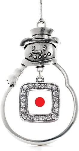 Miniatura 82 de Inspired Silver - Adorno de rodillo de reina - Adorno cuadrado de plata con muñeco de nieve con joyas de circonita cúbica