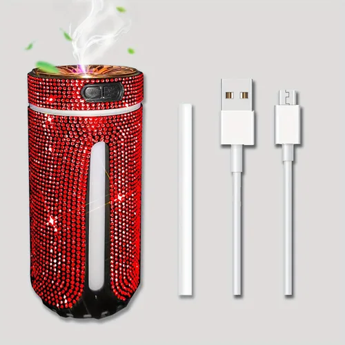 Miniatura 6 de Humidificador de coche con diamantes de imitación, humidificador USB de aceite esencial para coche, humidificador de aromaterapia, portátil, mini