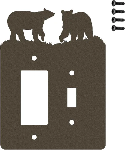 Miniatura 27 de Bear - Placa de pared para interruptor de luz de palanca doble (palanca doble, negro) - Fabricado en Estados Unidos