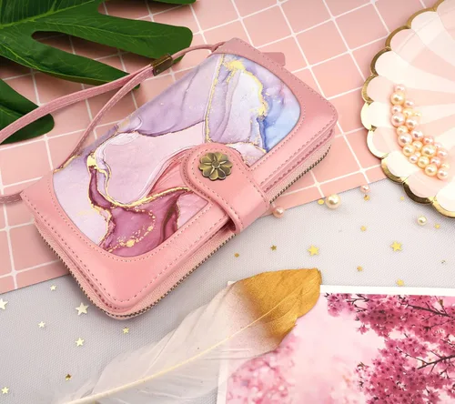 Miniatura 8 de Billeteras para mujer con múltiples tarjetero, cartera de embrague, tarjetero, organizador de tarjetas para mujer con correa para la muñeca