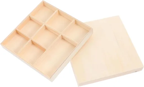 EXCEART Caja de decoración de Navidad, bandeja de madera con divisores, 4 compartimentos, caja de almacenamiento decorativa para joyas, organizador