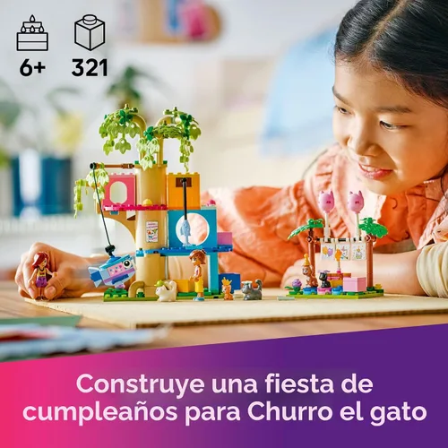 Miniatura 2 de LEGO Friends Cat - Juguete de construcción de casa de árbol y fiesta de cumpleaños – Bloques de construcción de juegos de simulación con juguetes