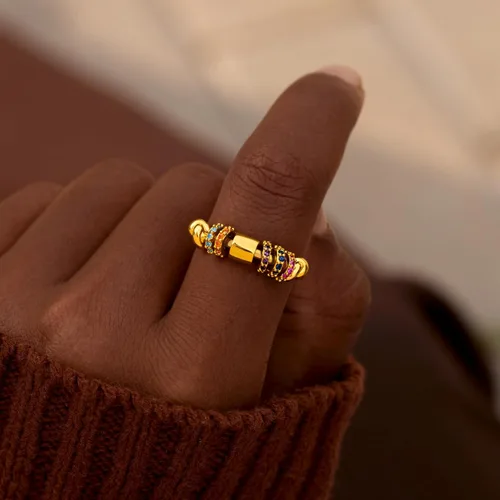Miniatura 5 de STORYJEWELLERY Anillo de Girar, Anillos de Ansiedad para Mujeres, Anillo Giratorio, Anillos Silenciosos de Girar para el Estrés de la Ansiedad
