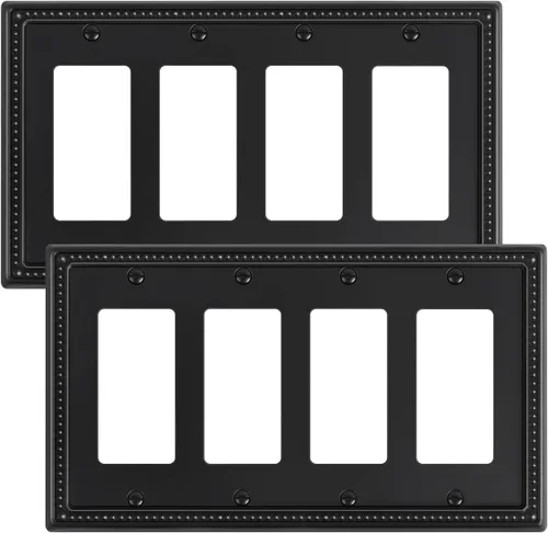 Miniatura 137 de Paquete de 4 placas de cubierta para interruptor de luz de palanca individual, cubiertas decorativas de perlas, placa de pared de metal almendra