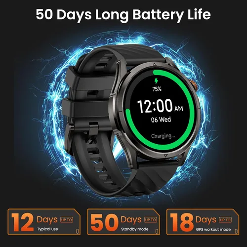 Miniatura 3 de KOSPET Magic R10 - Reloj inteligente GPS para hombres, cuerpo de acero inoxidable, batería de 50 días, impermeable 5ATM, 180 modos deportivos