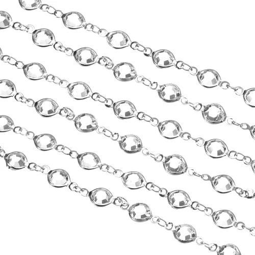 uxcell Cadena de diamantes de imitación blancos de 2 yardas a granel con cadena de latón chapada en plata para hacer joyas, manualidades, pulseras,