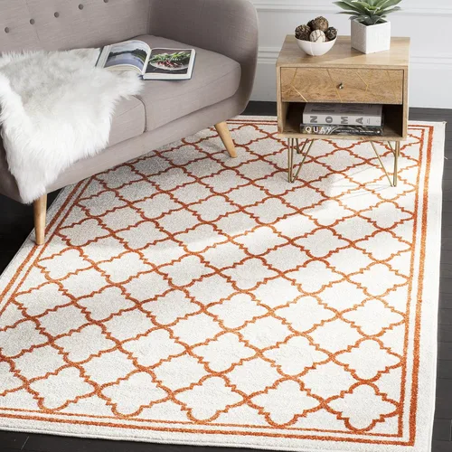 Miniatura 21 de Safavieh Amherst Collection AMT422B - Alfombra para interiores y exteriores, color gris claro y beige Azul marino/beige