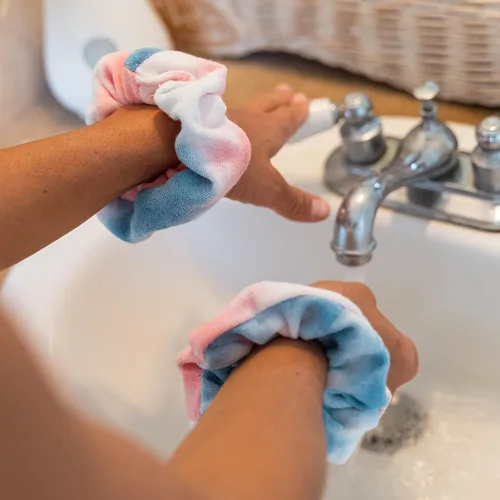 Miniatura 5 de FROG SAC Diadema de spa para lavar la cara, adolescentes y niñas con teñido anudado, diademas y muñequeras, toalla de maquillaje facial suave
