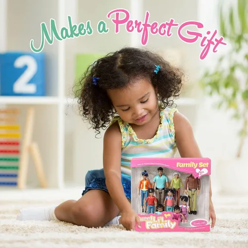 Miniatura 5 de Beverly Hills Doll Collection Sweet Li'l Family Hispanic Dollhouse People - Juego de 9 figuras de acción – abuelo, abuela, mamá, papá, hermana