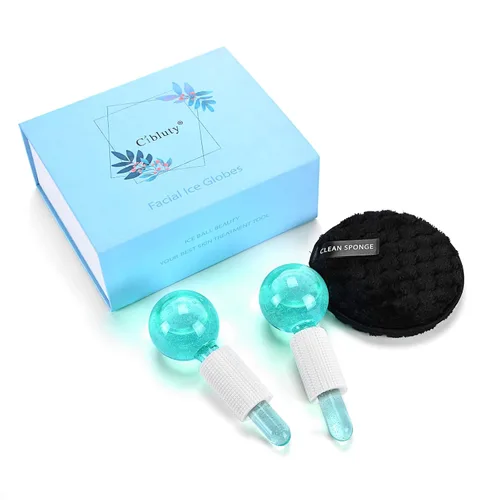 Miniatura 5 de Globos de hielo para tratamientos faciales, rodillos faciales sin congelador con esencia para rutinas de belleza diarias, masajeadores de piel, Verde