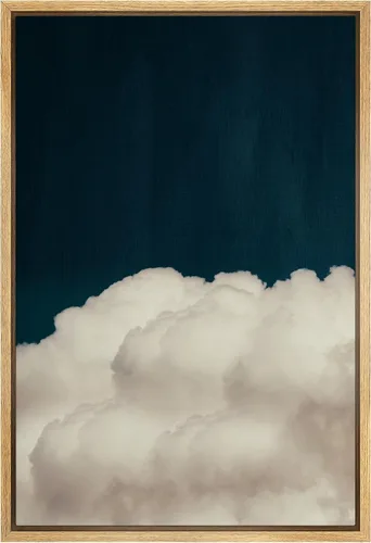 Miniatura 50 de SIGNWIN Lienzo enmarcado para pared, nubes blancas sobre el mar azul marino, pintura al óleo del océano costero, primer plano abstracto, moderno