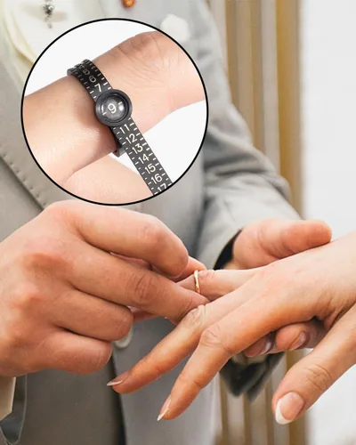 Miniatura 5 de Meowoo Juego de herramientas de medición de anillo, medidor de anillos con lupa, herramientas de medición de mandril de anillo sólido cónico