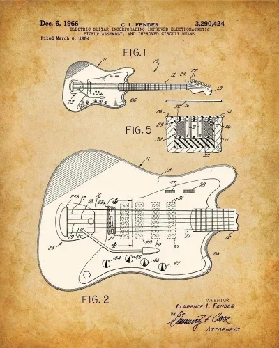 Miniatura 4 de Juego de cuatro fotos (8 x 10) para decoración de pared, cuadros de guitarra Fender de 8 x 10 pulgadas, imágenes de pared de guitarra, gran póster