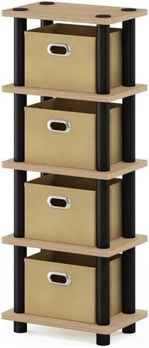 Miniatura 11 de Furinno Turn-N-Tube - Sistema de estante de 4 compartimentos, color nogal Columbia/negro/marrón oscuro Nuez Columbia/Negro/Marrón Oscuro