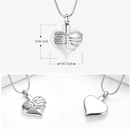 Miniatura 9 de Imrsanl Collar con dije de urna de cremación en forma de corazón para cenizas humanas – Un pedazo de mi corazón vive en el cielo