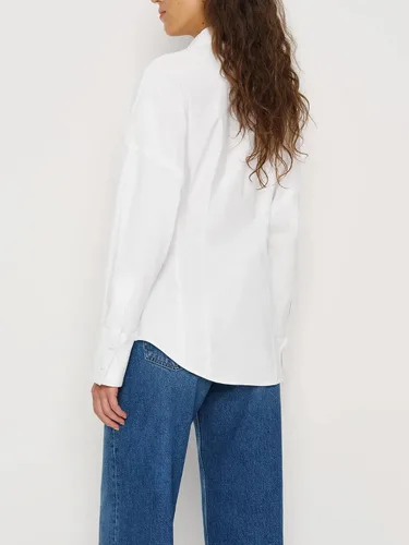 Miniatura 4 de Camisa de manga larga con botones para mujer, blusa plisada con cintura ceñida para uso casual y de oficina