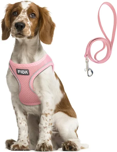 Miniatura 12 de Fida Cómodo arnés para perro con correa, chaleco suave para cachorros, a prueba de escapes, transpirable y ligero de malla suave, arnés reflectante