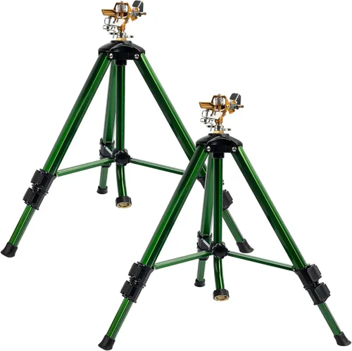 Miniatura 8 de Hourleey Aspersor de impacto en base de trípode, rociadores de latón resistentes para patio, césped, jardín, cobertura de área grande de 0 a 360