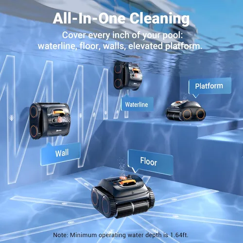 Miniatura 4 de (Actualización 2026) WINNY POOL CLEANER C1 para piscina enterrada y sobre el suelo, limpieza 4 en 1 de pared y línea de flotación de hasta 1,614