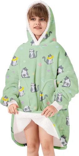 Miniatura 15 de Zando Manta con Capucha Ponible Manta para Niños y Adultos Manta Cómoda con Capucha Sudadera de Gran Tamaño Sherpa Forro Polar