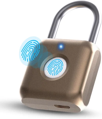 Miniatura 11 de Pothunder Candado inteligente de huellas dactilares, cerradura de metal biométrico sin llave, impermeable, recargable por USB, para casillero de Gris