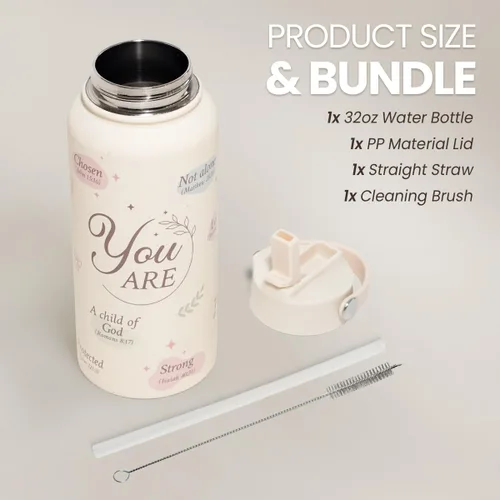 Miniatura 3 de Botella de agua cristiana de 32 onzas de acero inoxidable con aislamiento y tapa, regalos de inspiración para mujeres, regalos religiosos para mamá