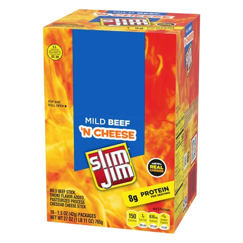 Miniatura 5 de Slim Jim Beef & Cheese Stick, sabor suave, 1.5 oz. 18Contado, paquete de 6