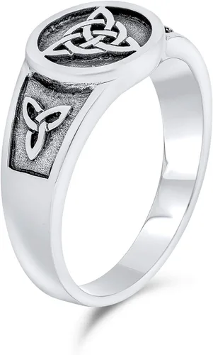 Miniatura 2 de Anillo de triquetra con nudo celta vikingo anillo de triquetra para mujer y hombre plata de ley 925 oxidada