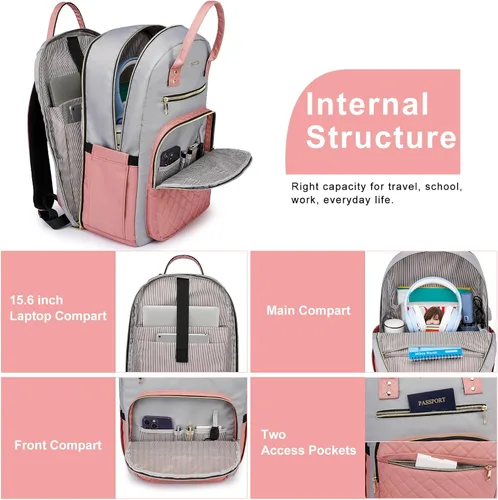 Miniatura 4 de YAMTION Mochila para Mujeres y Adolescentes, Mochila Escolar TSA Laptop Bookbag con USB para Estudiantes de Colegio y Universidad Negocios Oficina