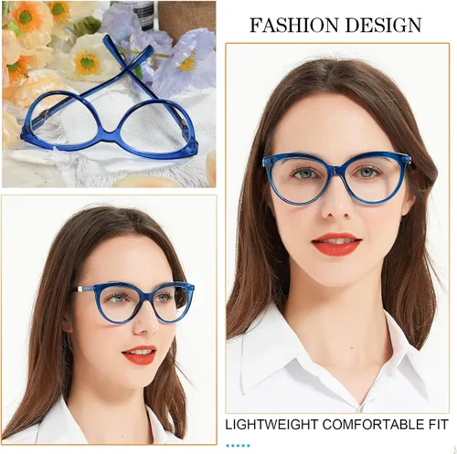 Miniatura 2 de MARE AZZURO Gafas de Lectura Redondas de Gran Tamaño para Mujer, Diseño de Lector 1.00 1.25 1.50 1.75 2.00 2.25 2.50 2.75 3.00 3.50 (Azul, 2.25)