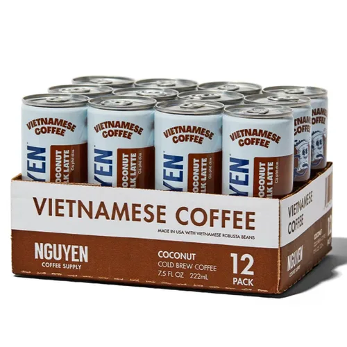 Miniatura 8 de Nguyen Coffee Supply - Paquete variado: cerveza fría vietnamita, café helado (leche condensada, coco, negro clásico), 100% Robusta, latas de 7.5