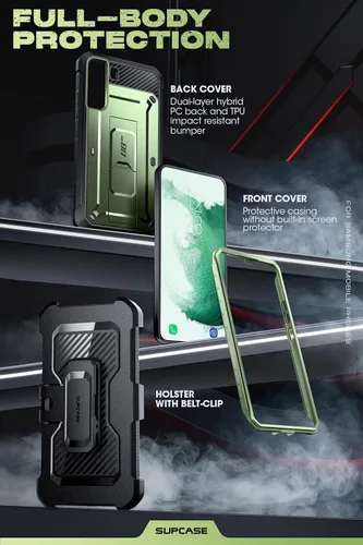 Miniatura 5 de SUPCASE Funda para Samsung Galaxy S22 con soporte (Unicorn Beetle Pro), [clip de cinturón integrado] Resistente de cuerpo completo de doble capa