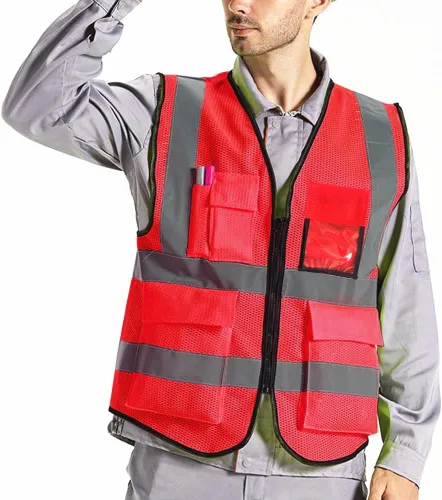 Miniatura 2 de XIAKE Chaleco de seguridad reflectante para hombres y mujeres, chaleco de alta visibilidad clase 2 con bolsillos, cumple con las normas ANSI Malla