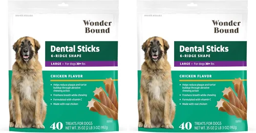 Miniatura 13 de Marca Amazon – Wonder Bound - Palitos dentales con sabor a carne de res para perros grandes (más de 30 libras), forma de 6 crestas para control