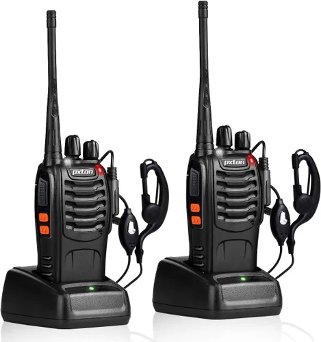 pxton Walkie Talkies Radios recargables de dos vías de largo alcance con auriculares, radios de 2 vías, transceptor de mano UHF Walky Talky con