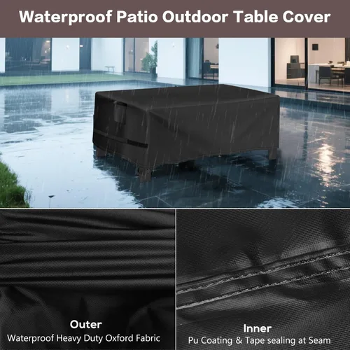 Miniatura 4 de Funda para Mesa de Café de Exterior Rectangular, Impermeable para Patio, Funda Pequeña Rectangular para Mesa de Café, Fundas para Muebles