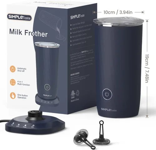 Miniatura 7 de SIMPLETASTE Espumador de leche, espumador de leche eléctrico 4 en 1 y vaporizador, máquina automática de espuma fría y cálida y calentador de leche