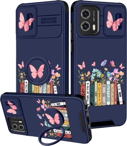 Miniatura 90 de Funermei Funda para Moto G Play 4G 2024 – Funda para teléfono para mujeres y niñas, diseño único de gato y libros, diseño único con funda