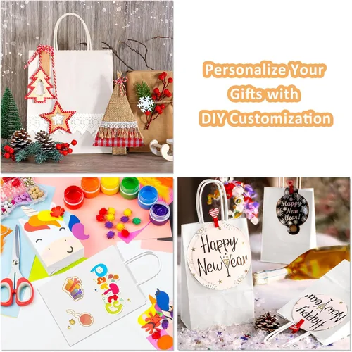 Miniatura 4 de BagDream Bolsas de regalo pequeñas con asas, 50 bolsas de papel kraft de 5.25 x 3 x 8 pulgadas, a granel para recuerdos de fiesta, venta al por