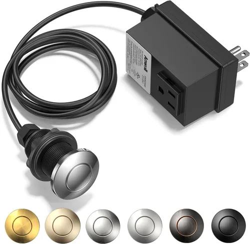 Miniatura 8 de Juego de interruptores de aire ANWOLL para eliminación de basura, acabado en oro cepillado, compatible con grifos Moen de oro cepillado, botón